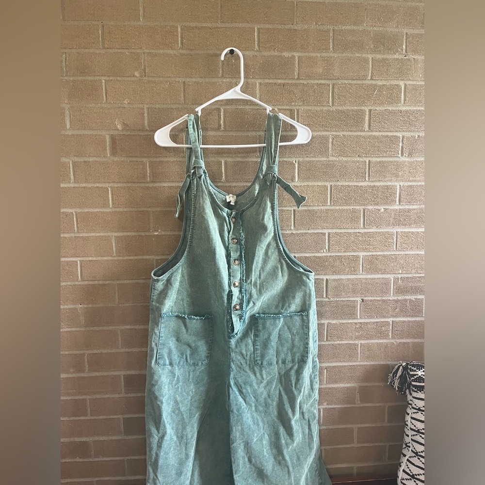 Umgee Teal Button-Front Jumpsuit - Picture 2 of 4